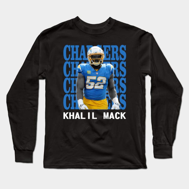 Los Angeles Chargers Khalil Mack 52 Long Sleeve T-Shirt by Thejockandnerd